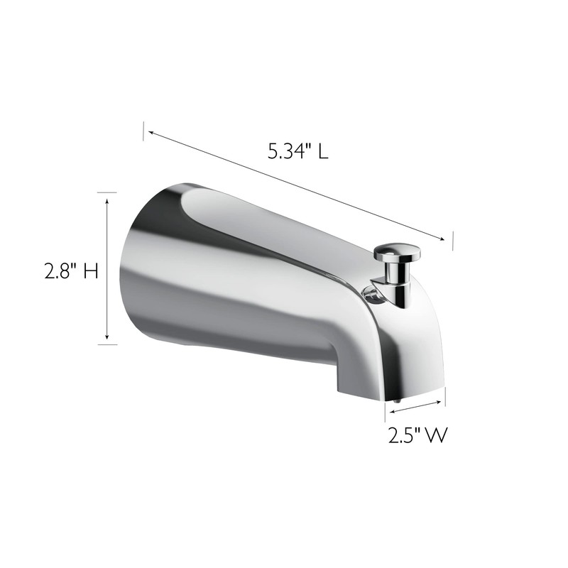 Design House 522912 Slip-On Pull-Up Wall Mount Tub Diverter Spout,