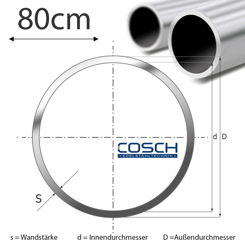 Stainless Steel Round Tube V2A Polished 18.0 x 2.0 mm