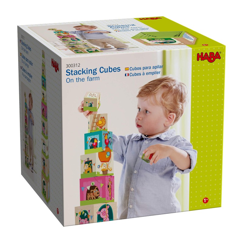 HABA Stacking Cubes on the Farm,multicolored