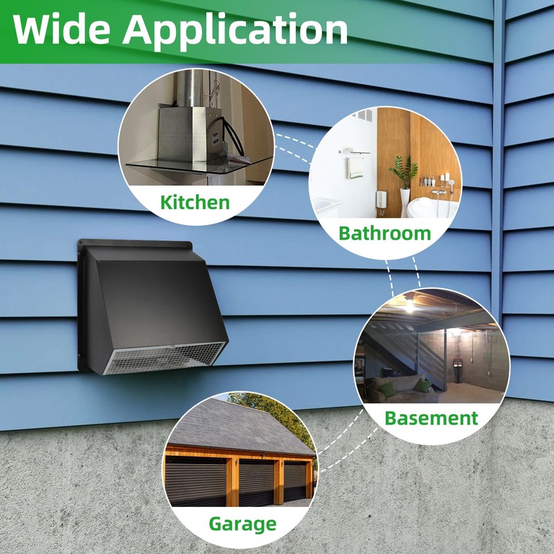 8 Inch Wall Vent Hood Wall Exhaust Vent Cover Outdoor