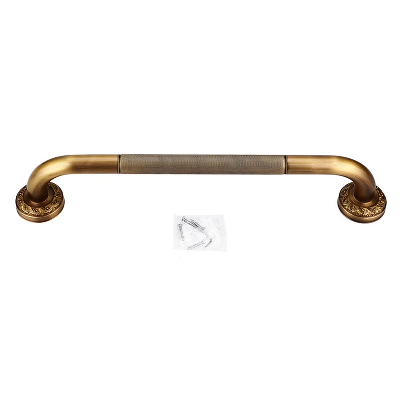 Antique Style Brass Carved Shower Tub Safety Grab Bar Wall