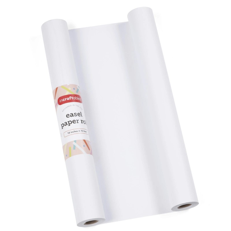 Incraftables Easel Paper Roll (18 Inches x 75 Feet). White