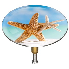 M. ROSENFELD HOME Bath Plug with Starfish Motif - Sea Star - 72 mm Universal Brass Bath Plug with Double Seal