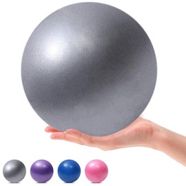 MOMPLUS 9 Inch Exercise Pilates Mini Yoga Balls Barre for Home Stability Squishy Training Physical Therapy Improves Balance with Inflatable Straw(Grey)