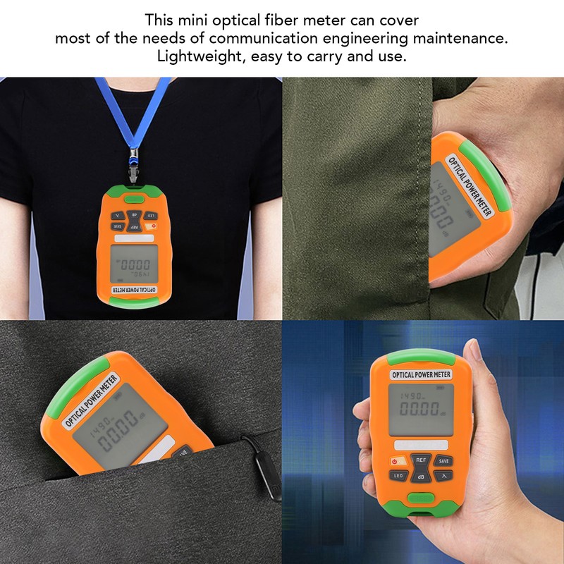 Orange Mini Fiber Optic Power Meter Fast Accurate Sensitive Robust