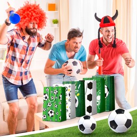 Fußball Geburtstagstüten mit Henkel, 24 Pcs Fußball Papiertüten Fussball Partytüten Fußball Mitgebsel Tüten Fußball Party Papiertüten, Fussball Geburtstag Papiertüten für Fußball Thema Party