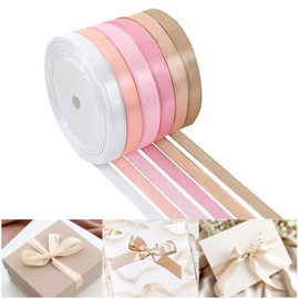 NACHLYNN 150 Yards Rose Gold Satin Ribbon 3/8 inch Wide Polyester Fabric Ribbon Use for Gift Wrap Wedding Bridal Baby Shower Bows Decor Flower Bouquet Crafts