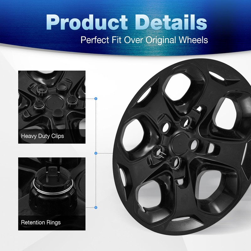 OPKOURE 17" Hubcaps Wheel Covers for 2010-2012 Ford Fusion, ABS