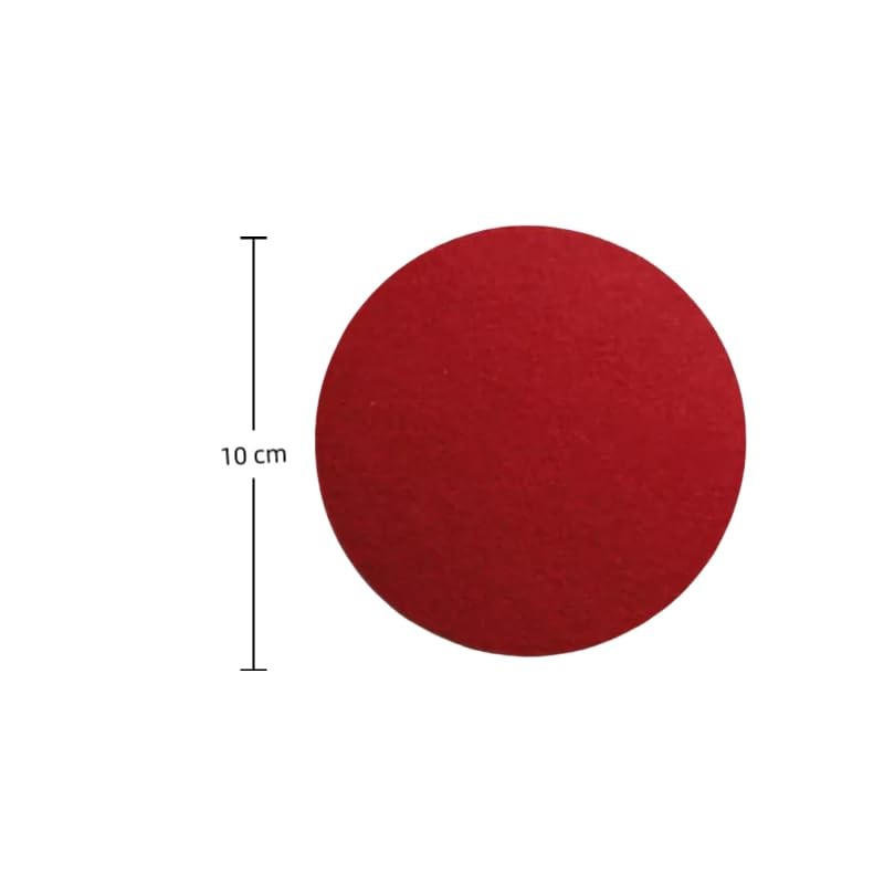 6 Pieces Red Felt Coasters 10CM Round Coasters Set Heat