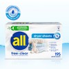 all Fabric Softener Dryer Sheets for Sensitive Skin, Free Clear,