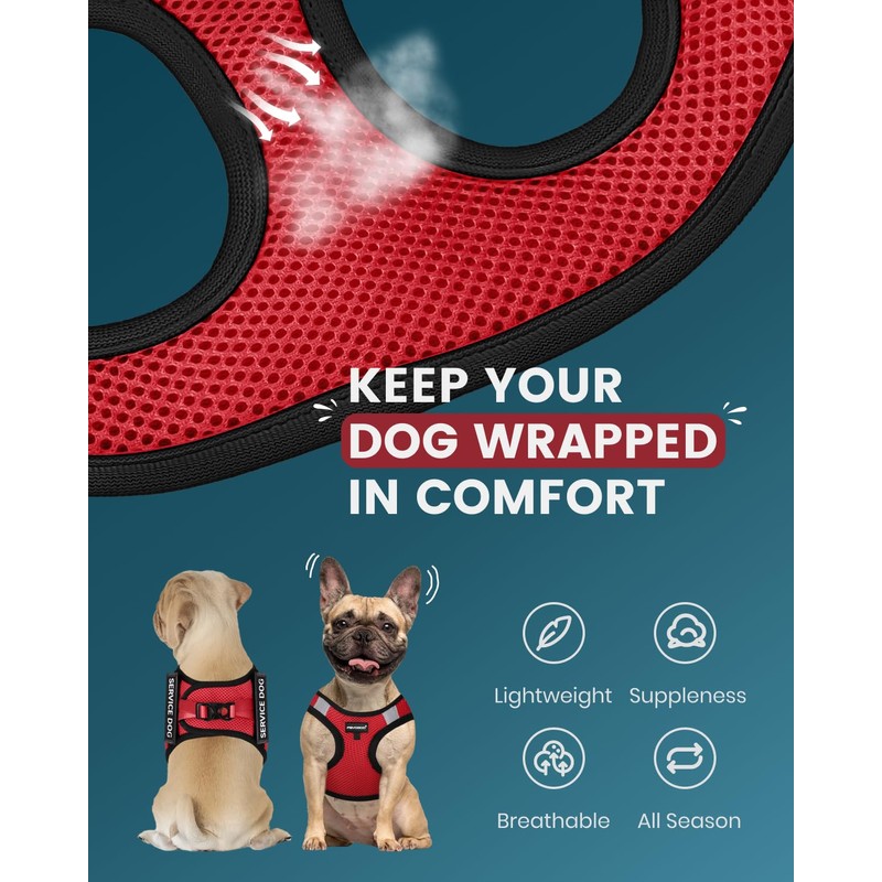 FAYOGOO Service Dog Vest for Small Breed - Lightweight Dog
