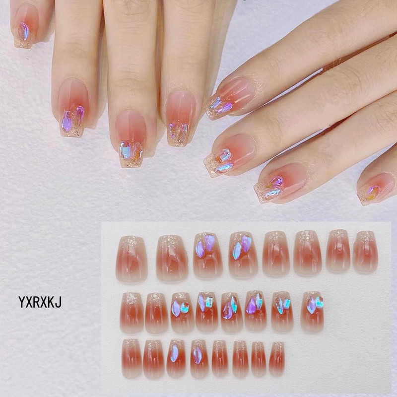 YXRXKJ ネイルチップ ミディアム 24枚入り ネイルチップ ショート 人気 和風 かわいい シンプル