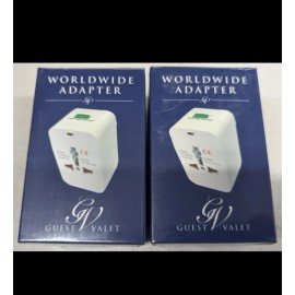 Guest Valet Set Of 2  Guest Valet Worldwide Travel Adapter, Black, 100V-250V/10A, PA/UNIV