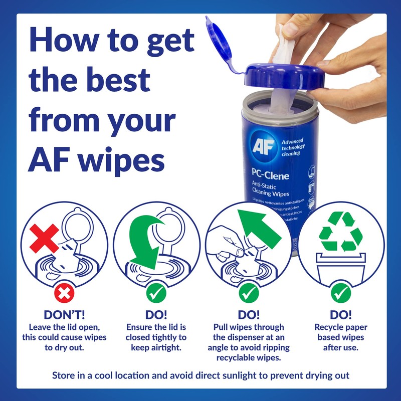 AF Anti Static PC Cleaning Wipes - for PC &