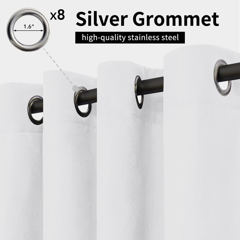 Easy-Going Outdoor Curtains Waterproof Windproof Weatherproof Curtain for Patio, Cabana,