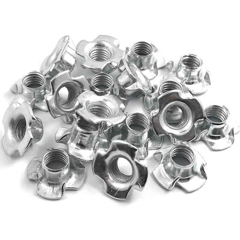 Bestgle Four-Pronged Nuts T-Nuts with Prongs, 100-Piece Set, M6 Nuts