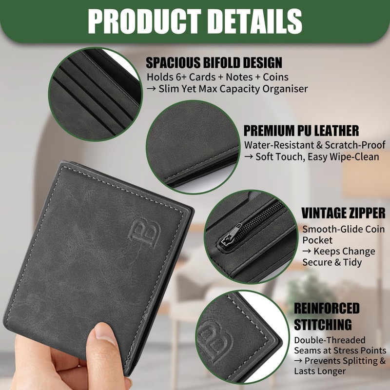 Mens Wallets, Retro Bifold Leather Wallet, Card Cases & Money
