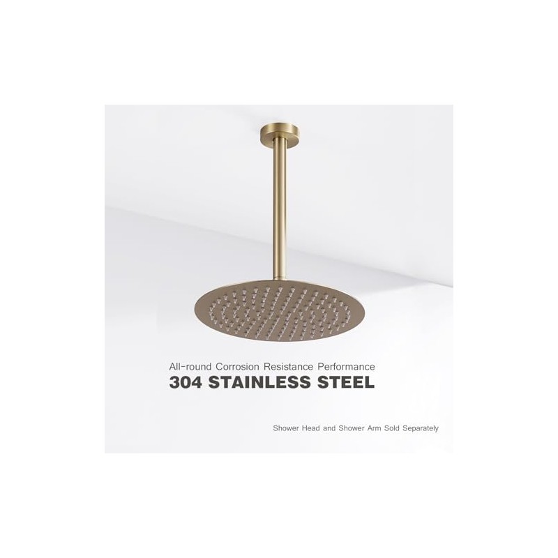 10 Inches Ceiling Mount Shower Arm and Flange, Champagne Bronze