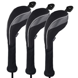 Andux 3 Pack Long Neck Golf Hybrid Club Head Covers Dial No. Tag CTMT-01 Black/Gray