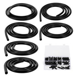 TUCKBOLD Silicone Vacuum Tubing Hose 130PSI Max Pressure Automotive Vacuum Line Black with Vacuum Connector 1 Set 5Ft 3/4/5/6/8/10mm ID 2.5mm Thickness