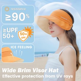 AYPOW Visor Cap Damen, Visierhut mit breiter Krempe für Damen, Sonnenblenden für Damen Reversibel, Sonnenvisorhüte für Frauen und Damen UV-Schutz – Grau und Beige