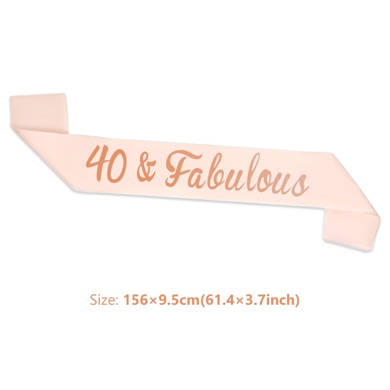 ALLY-MAGIC 40th Birthday Sash, Rose Gold 40 & Fabulous Sash