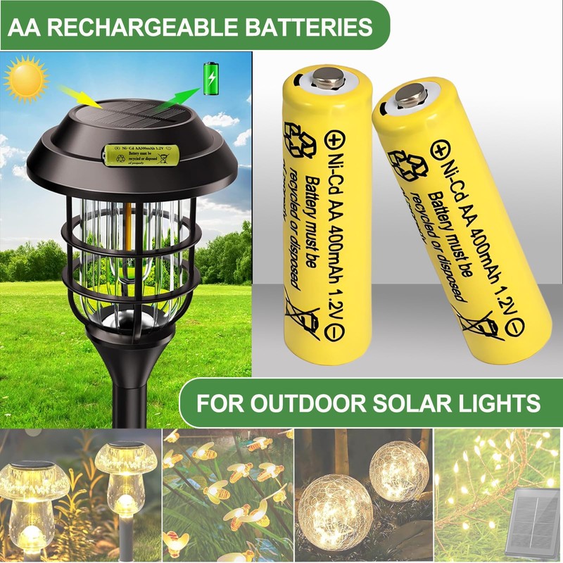 AA 400mAh 1.2V NiCd Rechargeable Solar Batteries for Outdoor Flower