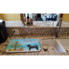 Caroline's Treasures CK3820DDM Black Chug Christmas Tree Dish Drying Mat Absorbent Dish Drying Mat Pad for Kitchen Counter Dish Drainer Mat for Countertop, 14 x 21", Multicolor