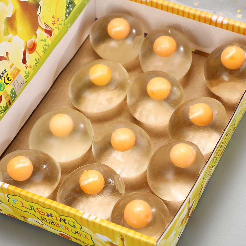 12pcs Yolk Stress Ball High Elasticity Smooth Egg Splat Ball