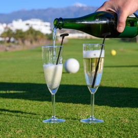 Royer - Golf Coffee and Cocktail Stirrers, Reusable Plastic Drink Sticks, Use as a Garnish, Mixers, Golf Party, Clubhouse and Golf Outing Decorations - 6 inch, 24 Swizzle Sticks | BLACK