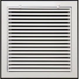 12" X 12" Aluminum Return Filter Grille for 1" Filter - Easy Airflow - Linear Bar Grilles [Outer Dimensions: 14.5"w X 14.5"h]