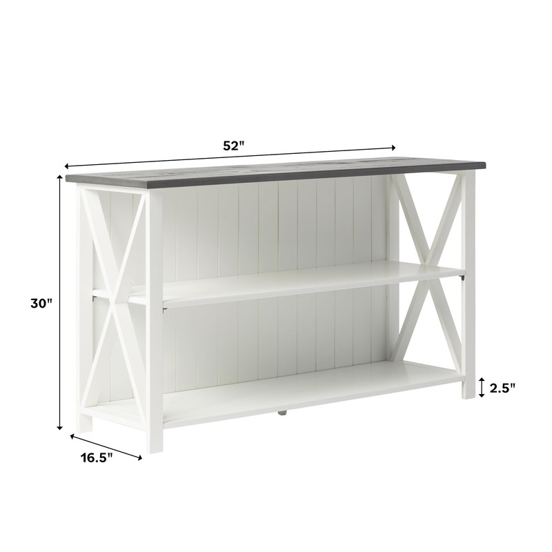 Walker Edison Solid Wood Farmhouse Storage Console, 30 Inch, White/Grey