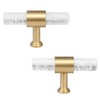 mookaitedecor Set of 2 T-Bar Crystal Drawer Pulls Handles with