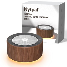 Tibetan Meditation Singing Bowl Machine - 7 Singing Bowls Sounds, Crystal Healing, Chakra Healing, Mindfulness and Stress Relief Timer and Memory Features for Women/Men