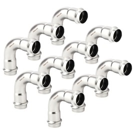 TAISHER 10PCS 304 Stainless Steel Press Fittings, 3/4" Press Slip 90 Degree Elbow,No Pipe Tube Stop 90 Degree Elbows, Pressure Fitting, Residential,Commercial Plumbing