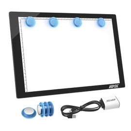 Magnetic A4 LED Artcraft Tracing Light Pad 4 Light Box Ultra-Thin Physical Buttons Control with Memory Function USB Powered Pad Animation,Sketching,Designing,Stencilling X-ray Viewing W/USB Adapter