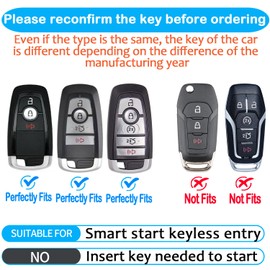 Autophone for Ford Key Fob Cover with Leather Keychain Soft TPU Protection Key Case for Mustang Explorer Fusion Escape Edge Expedition Raptor F150 F250 F350 F450 F550 Smart Key 4-5 Buttons (Black)