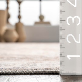 nuLOOM 5' x 8' SpinClean Machine Washable Stain-Resistant Area Rug with Non Slip Backing, Low Profile for Living Room, Bedroom, and Dining Room, Brielle Brown