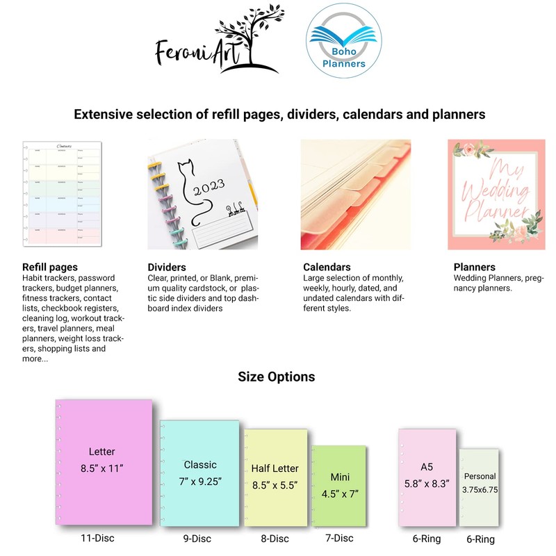 Notes Refill Pages for Discbound Planners, Fits with Circa Letter,