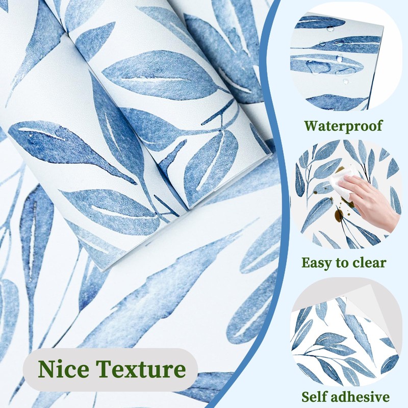Self Adhesive Drawer Liner Shelf Blue Contact Paper 17.3in x16.4ft