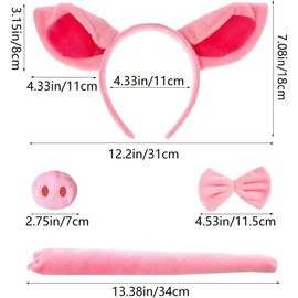 8 Pieces Pig Costume Set Pig Ears Headband Pig Nose Tail Bow Tie Animal Fancy Costume Kit Accessories Party Decorations