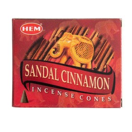 HEM Sandal Cinnamon Cone Incense - One Box of 10 Cones - NEW Free Shipping!