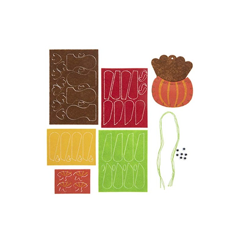 Gerson Set of 8 Turkey Ornament Felt Craft Kit for