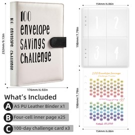 Budget Planner, German Budget Planner, Money Organiser with 100 Binder Pockets, A5 Multi-Colour Ring Binder for Financial Planner, Budget, Saving Folder, Cash Stuffing, Starter Set, Birthday Gift