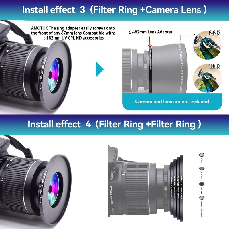 67 mm to 82 mm Lens Adapter Ring, Step Up