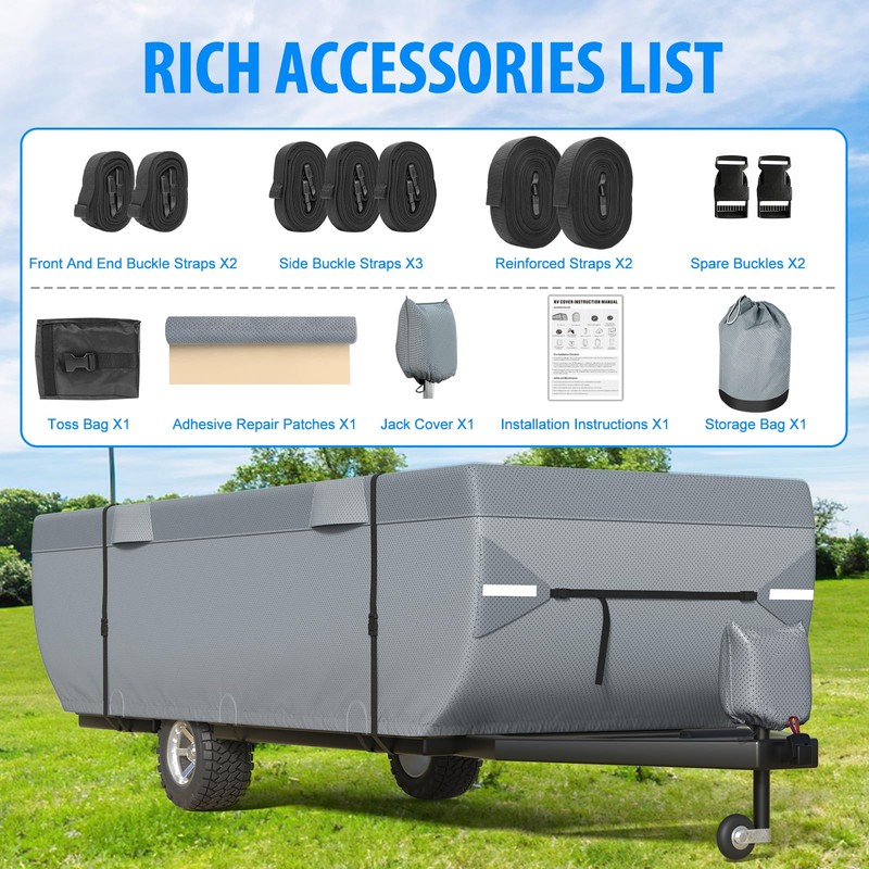 Mofeez Pop Up Camper Cover 12-14ft, 7 Layers Top Extra-Thick