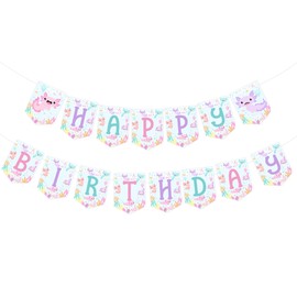 SHADOAMP Axolotl Birthday Decorations Girl, Macaron Axolotl Happy Birthday Banner DIY Craft for Pastel Axolotl Themed Birthday Baby Shower Party Supplies