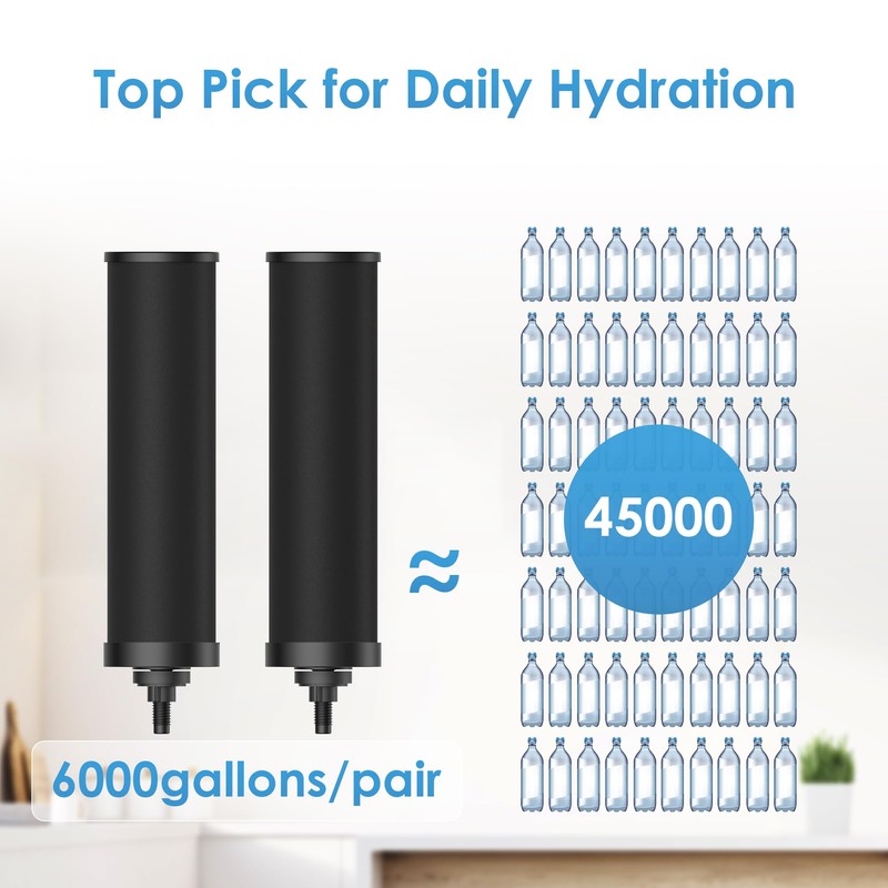 Aqua Crest Gravity Water Filter System, NSF/ANSI 42&372 Certified Black