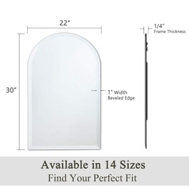 VocalStar Frameless Arch Mirror, 22" x 30" Bathroom Wall Mirror with Beveled Edge, Modern Decorative Vanity Mirrored for Living Room, Entryway, Bedroom | 1/4-Inch Shatterproof Glass