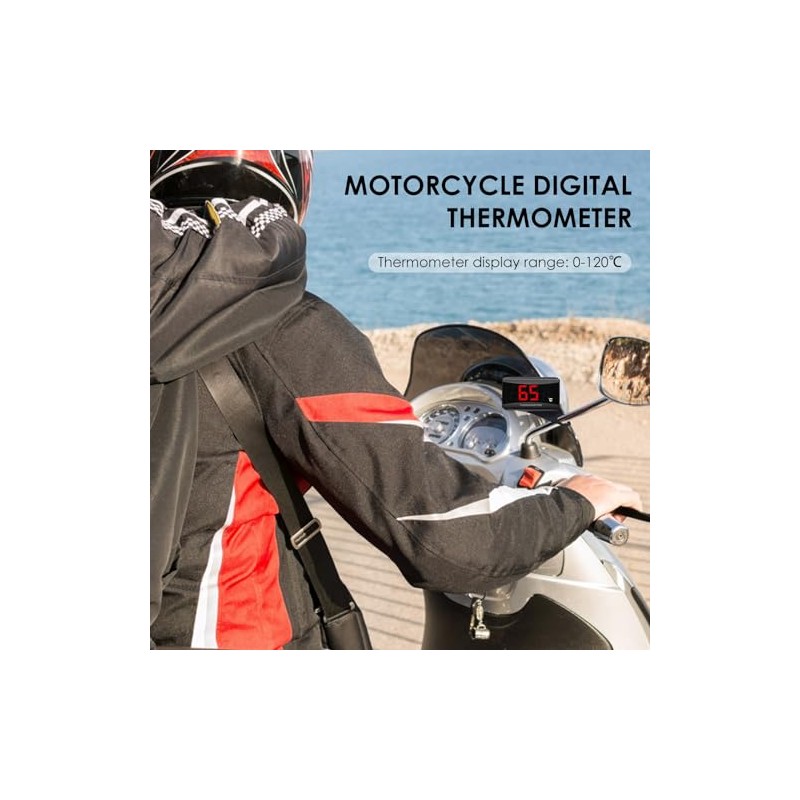 Motorcycle Thermometer Digital Waterproof Metal Sensor Adapter for Motorcycle